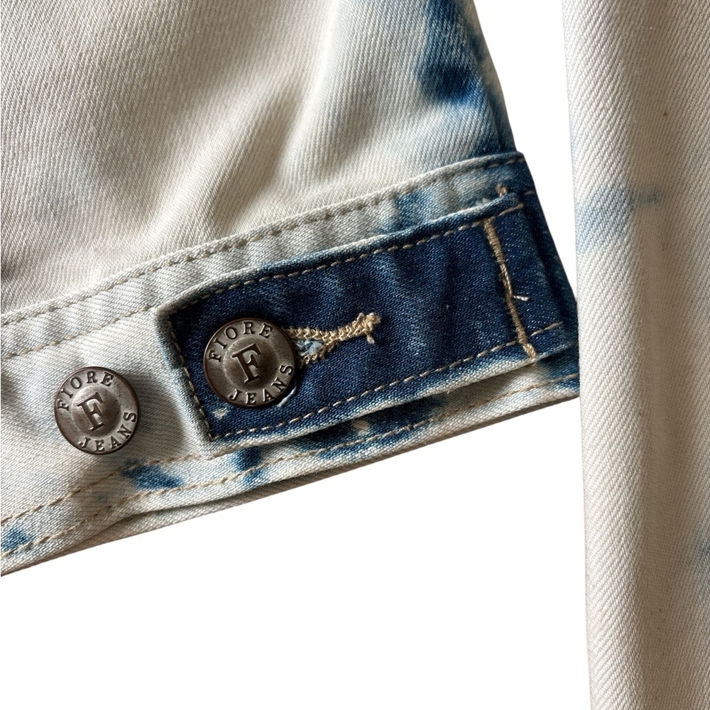 Light Acid Wash Denim Jacket in Blue and White - Picture 6 of 7